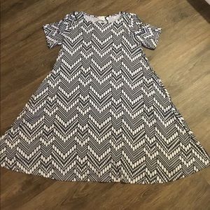 Gray & white Zigzag dots casual dress, XS-S